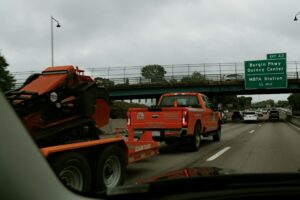 Walnut Tree Services truck on the freeway.